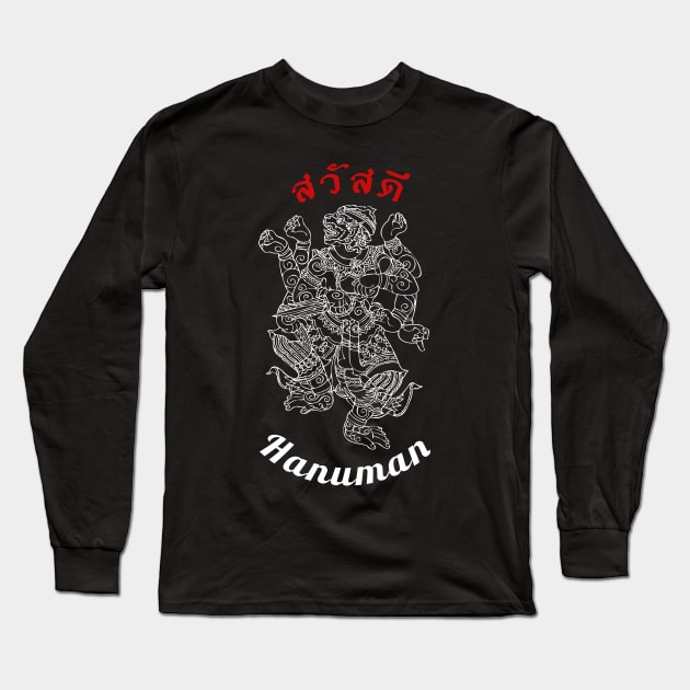 Thailand Hanuman Spiritual Sak Yant Tattoo T-Shirt Long Sleeve T-Shirt by VintCam